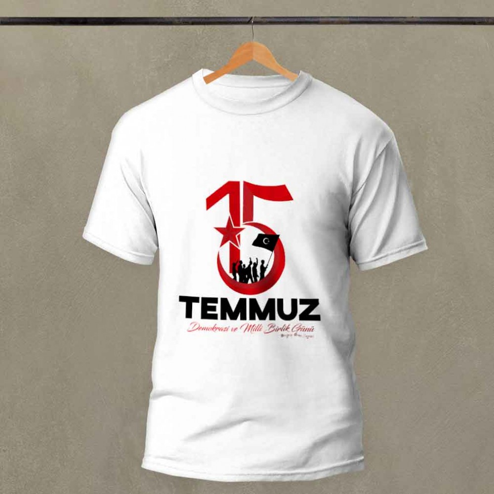 15 Temmuz Demokrasi ve Milli Birlik Günü Baskılı Pamuk-Polyester Unisex T-Shirt | MiksHediye