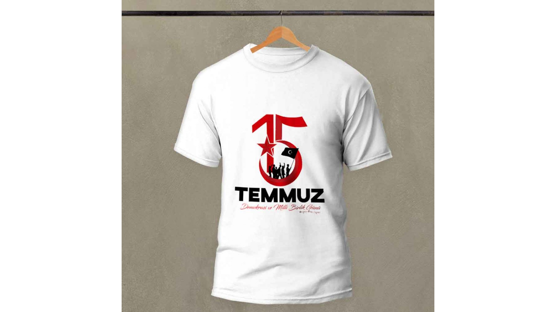 15 Temmuz demokrasi ve milli birlik günü baskılı pamuk-polyester beyaz t-shirt