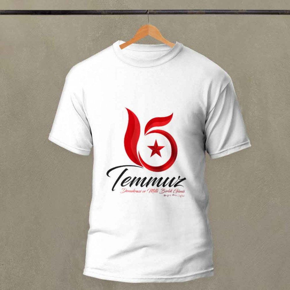 15 Temmuz Demokrasi ve Milli Birlik Günü Baskılı Pamuk-Polyester Unisex T-Shirt | MiksHediye