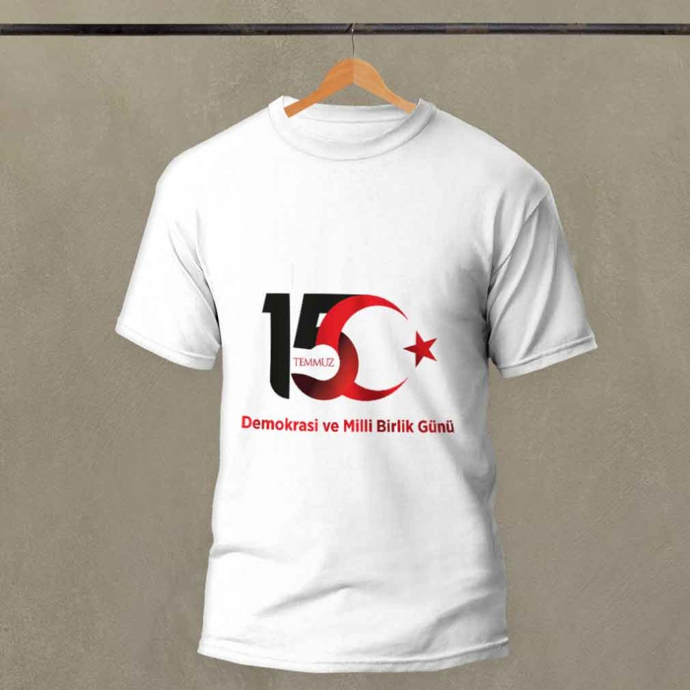 15 Temmuz Demokrasi ve Milli Birlik Günü Baskılı Pamuk-Polyester Unisex T-Shirt | MiksHediye
