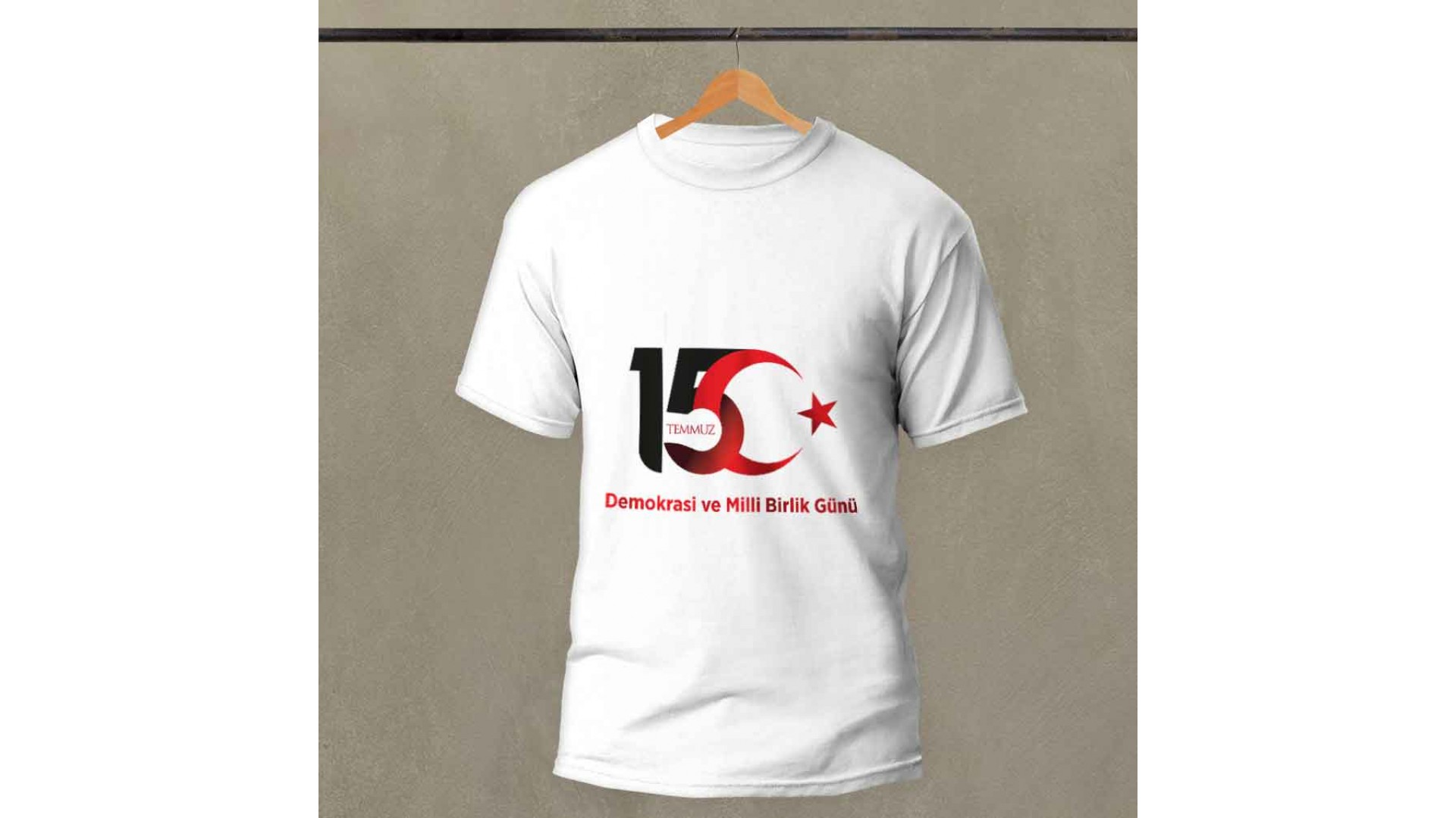 15 Temmuz demokrasi ve milli birlik günü baskılı pamuk-polyester beyaz t-shirt