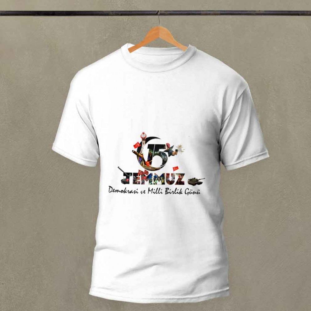 15 Temmuz Demokrasi ve Milli Birlik Günü Baskılı Pamuk-Polyester Unisex T-Shirt | MiksHediye