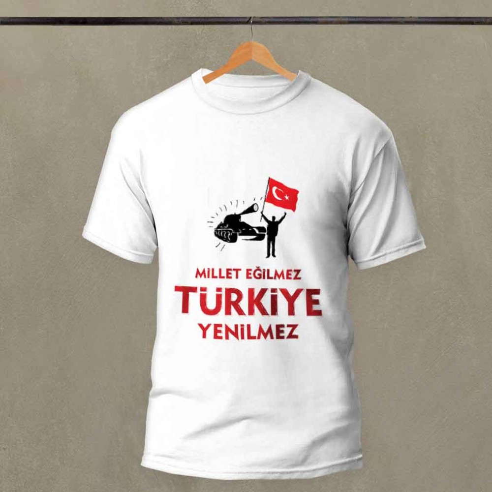 15 Temmuz Demokrasi ve Milli Birlik Günü Baskılı Pamuk-Polyester Unisex T-Shirt | MiksHediye
