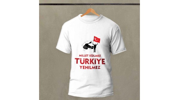 15 Temmuz Demokrasi ve Milli Birlik Günü Baskılı Pamuk-Polyester Unisex T-Shirt | MiksHediye