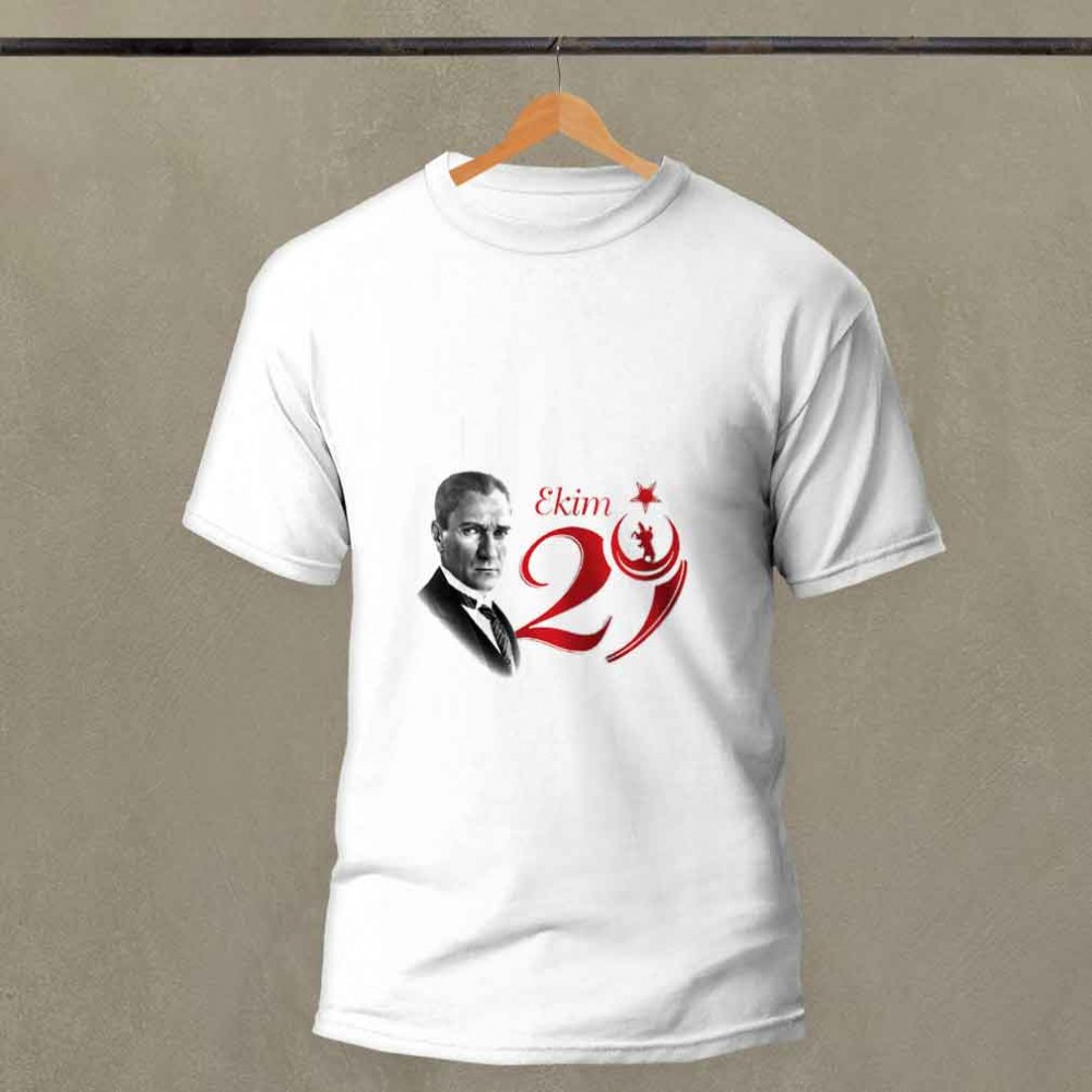29 Ekim Cumhuriyet Bayramı Özel Tasarım Baskılı Pamuk-Polyester Unisex T-Shirt | MiksHediye
