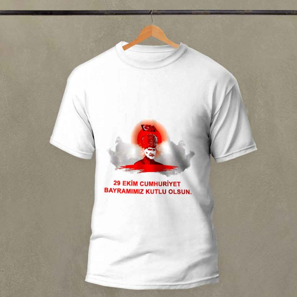 29 Ekim Cumhuriyet Bayramı Özel Tasarım Baskılı Pamuk-Polyester Unisex T-Shirt | MiksHediye