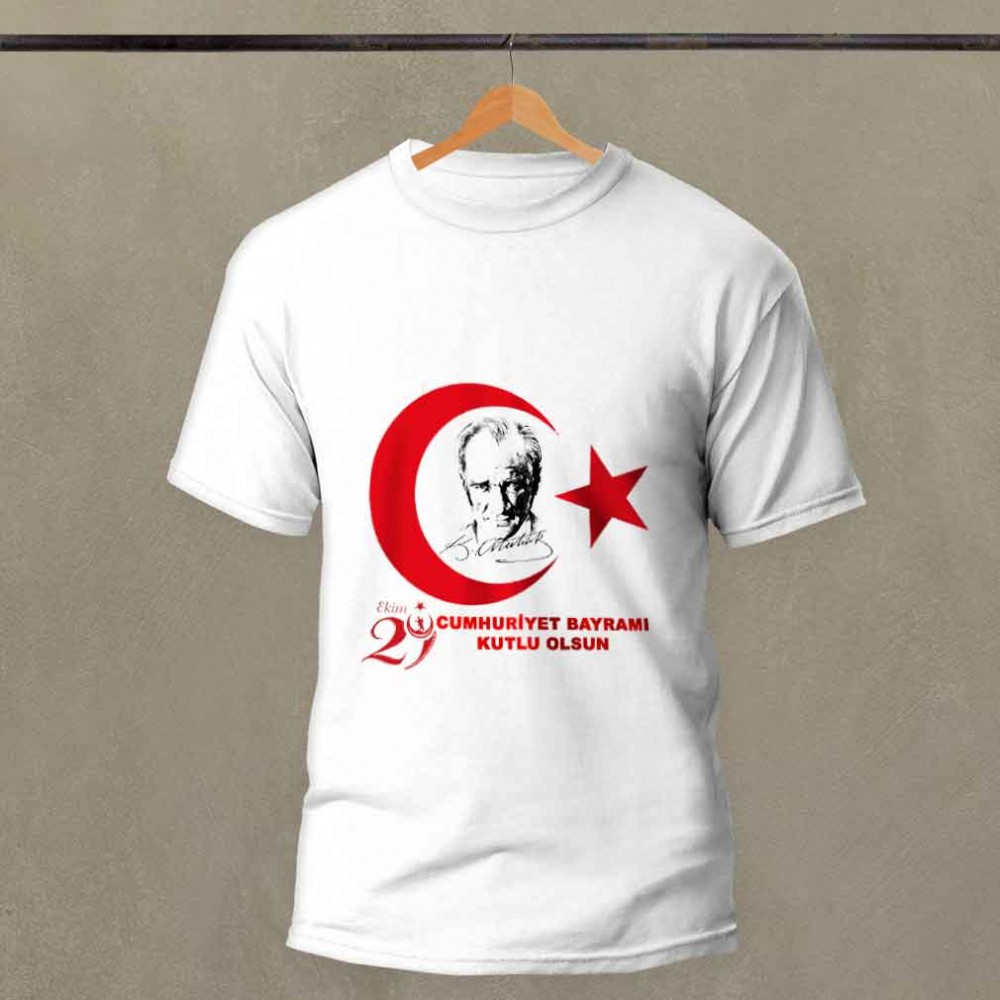 29 Ekim Cumhuriyet Bayramı Özel Tasarım Baskılı Pamuk-Polyester Unisex T-Shirt | MiksHediye
