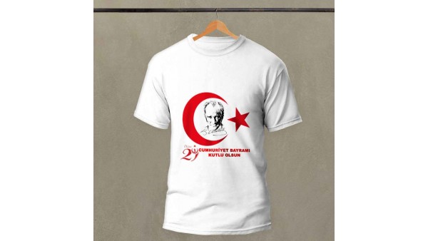 29 Ekim Cumhuriyet Bayramı Özel Tasarım Baskılı Pamuk-Polyester Unisex T-Shirt | MiksHediye