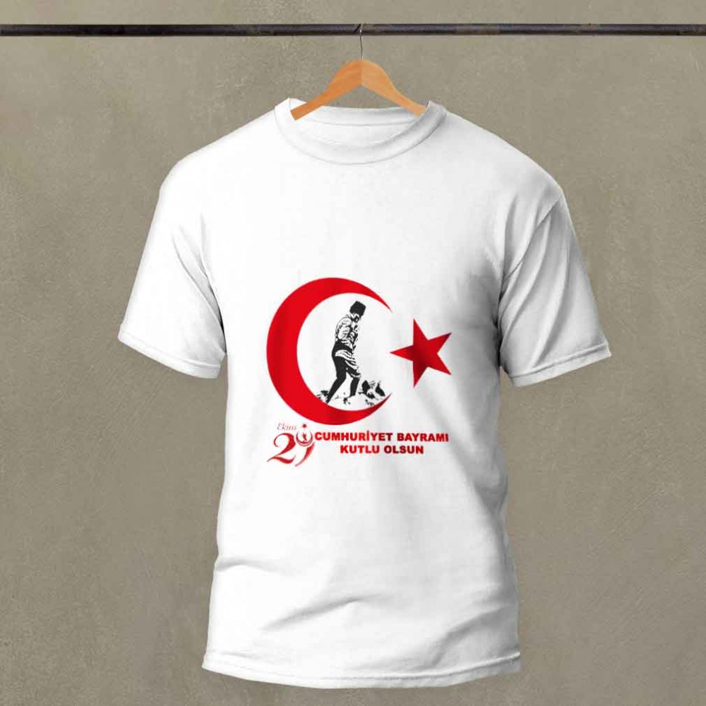 29 Ekim Cumhuriyet Bayramı Özel Tasarım Baskılı Pamuk-Polyester Unisex T-Shirt | MiksHediye