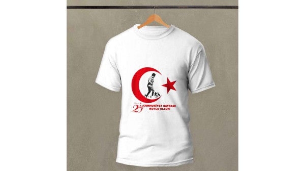 29 Ekim Cumhuriyet Bayramı Özel Tasarım Baskılı Pamuk-Polyester Unisex T-Shirt | MiksHediye