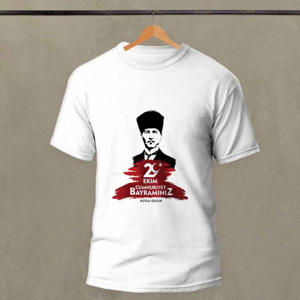 29 Ekim Cumhuriyet Bayramı Özel Tasarım Baskılı Pamuk-Polyester Unisex T-Shirt | MiksHediye