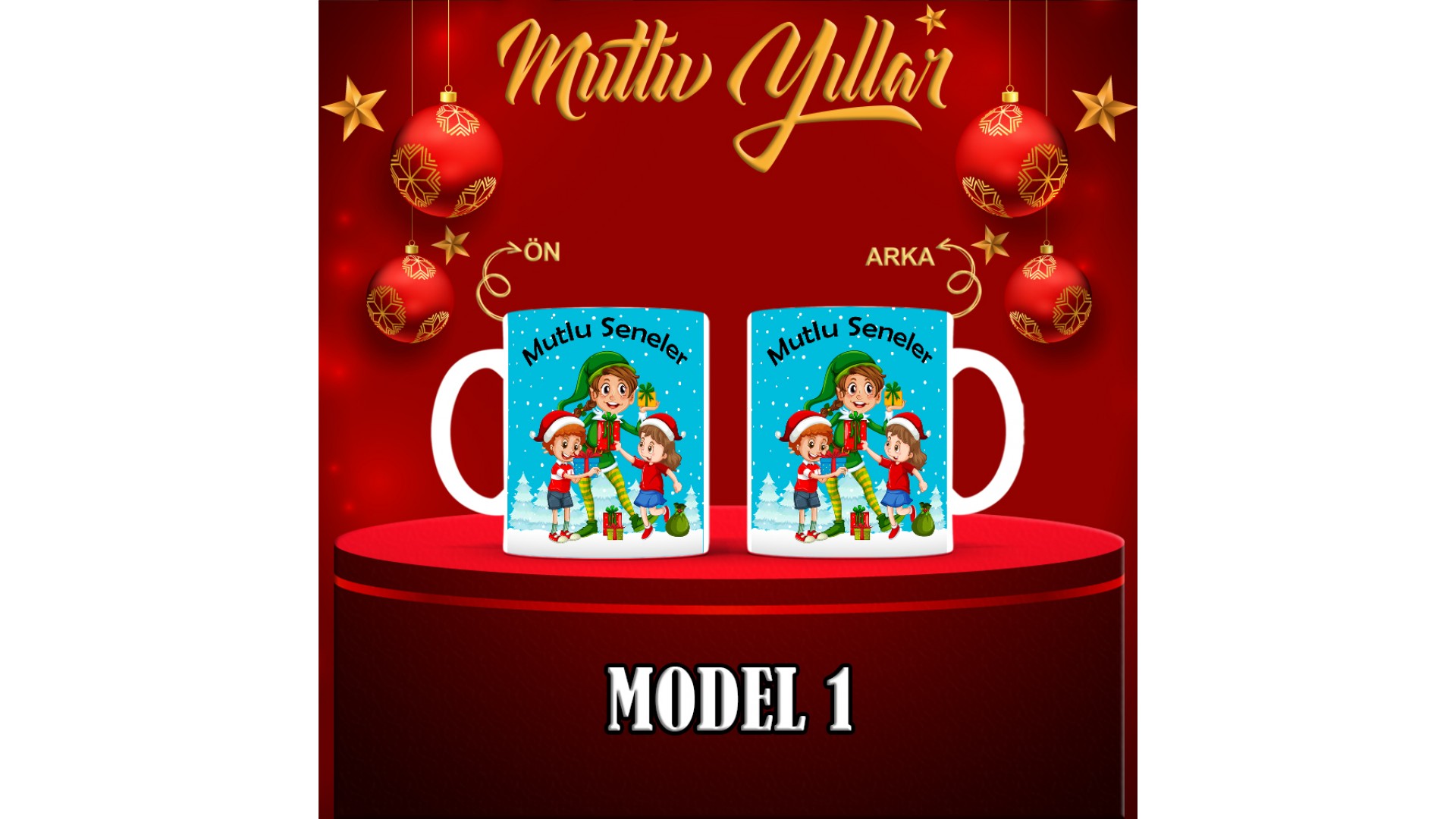 Kişiye Özel  Yılbaşı tasarımlı seramik kupa bardak