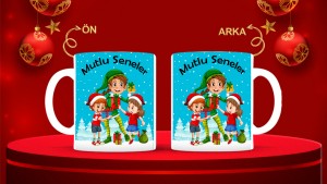 Kişiye Özel  Yılbaşı tasarımlı seramik kupa bardak