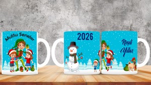 Kişiye Özel  Yılbaşı tasarımlı seramik kupa bardak