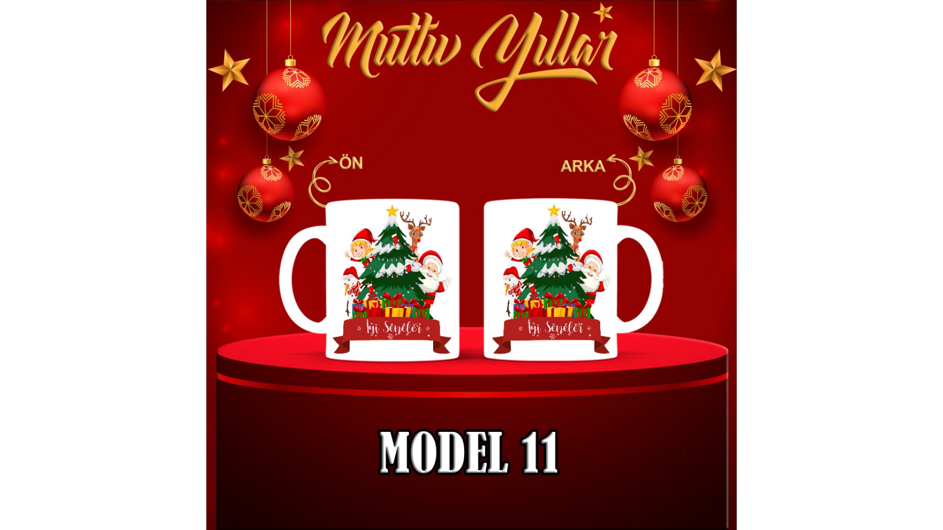 Kişiye Özel  Yılbaşı tasarımlı seramik kupa bardak