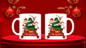 Kişiye Özel  Yılbaşı tasarımlı seramik kupa bardak