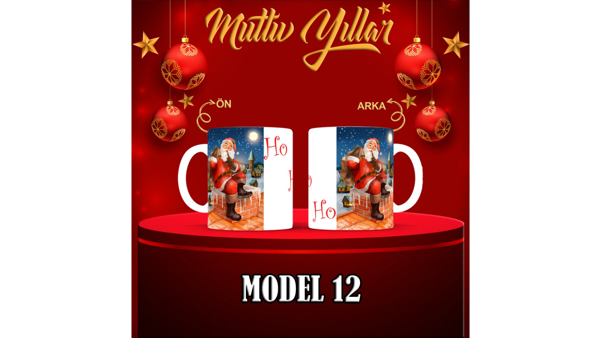 Kişiye Özel  Yılbaşı tasarımlı seramik kupa bardak