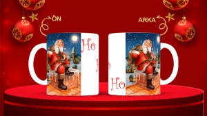 Kişiye Özel  Yılbaşı tasarımlı seramik kupa bardak