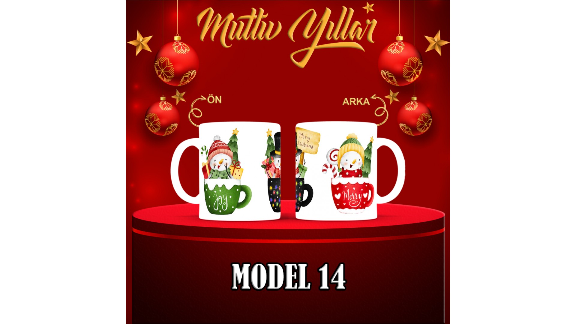 Kişiye Özel  Yılbaşı tasarımlı seramik kupa bardak