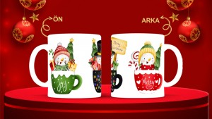 Kişiye Özel  Yılbaşı tasarımlı seramik kupa bardak