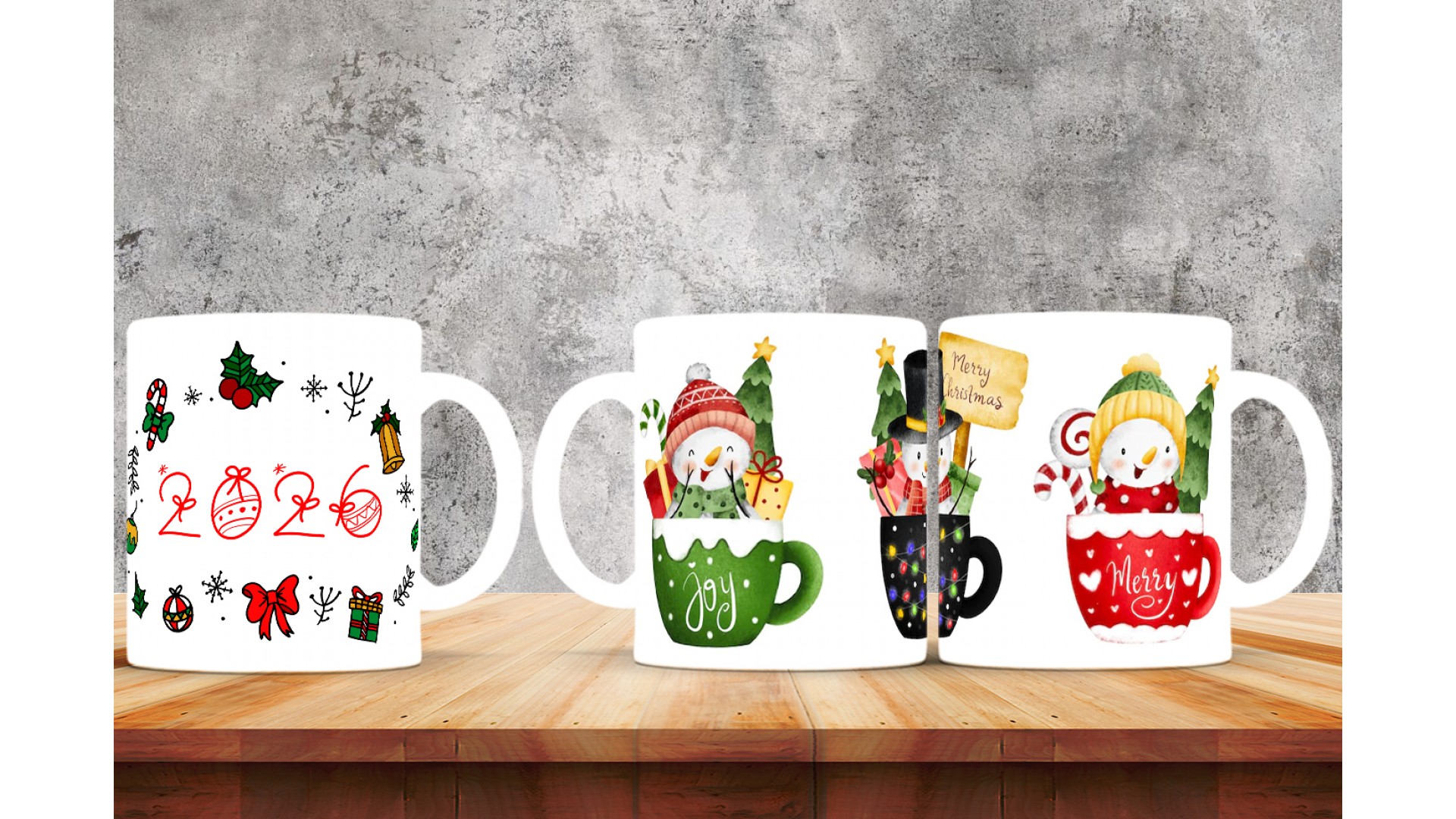 Kişiye Özel  Yılbaşı tasarımlı seramik kupa bardak