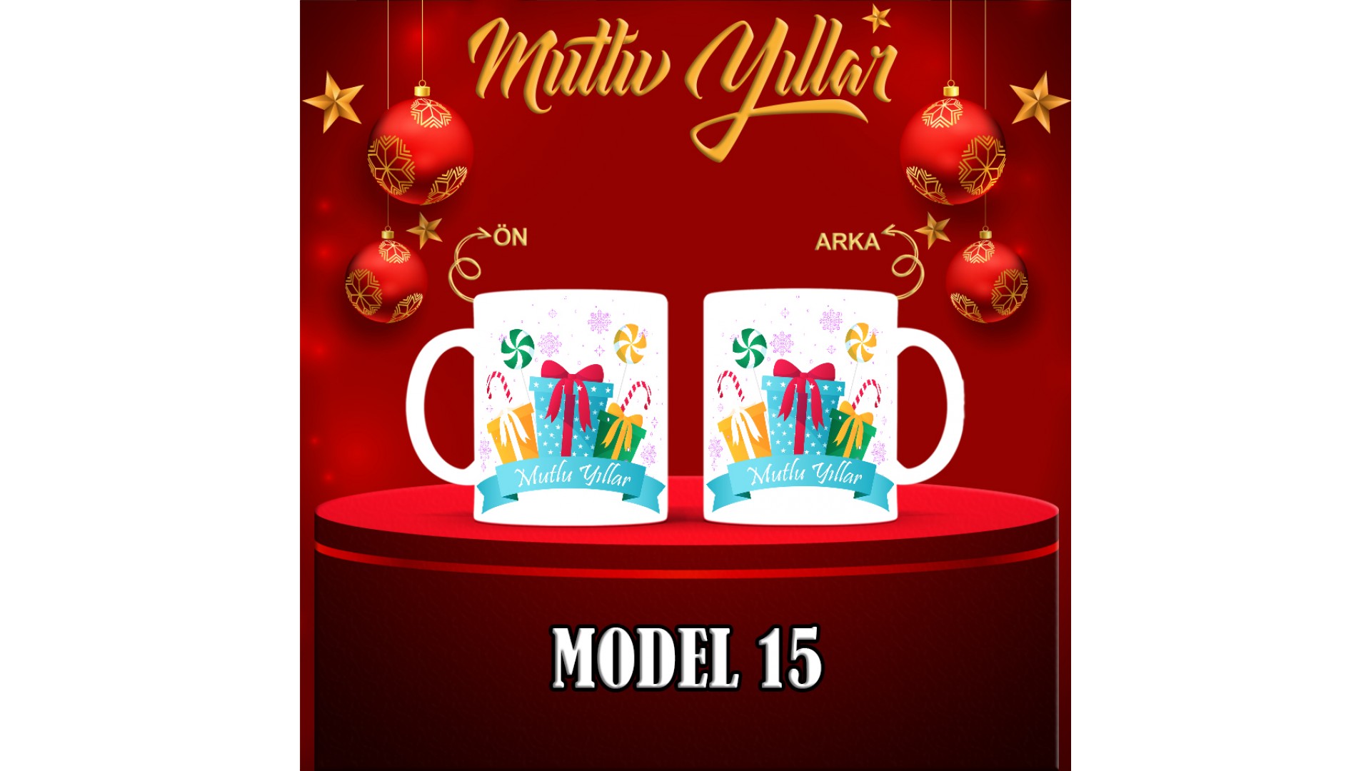 Kişiye Özel  Yılbaşı tasarımlı seramik kupa bardak