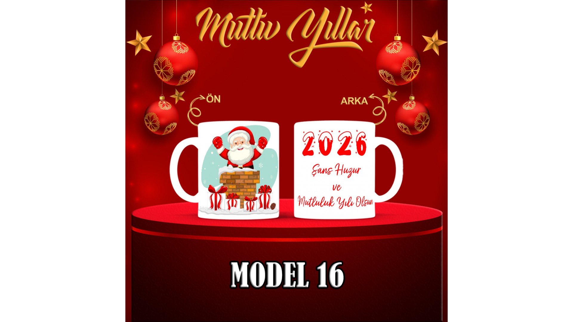 Kişiye Özel  Yılbaşı tasarımlı seramik kupa bardak