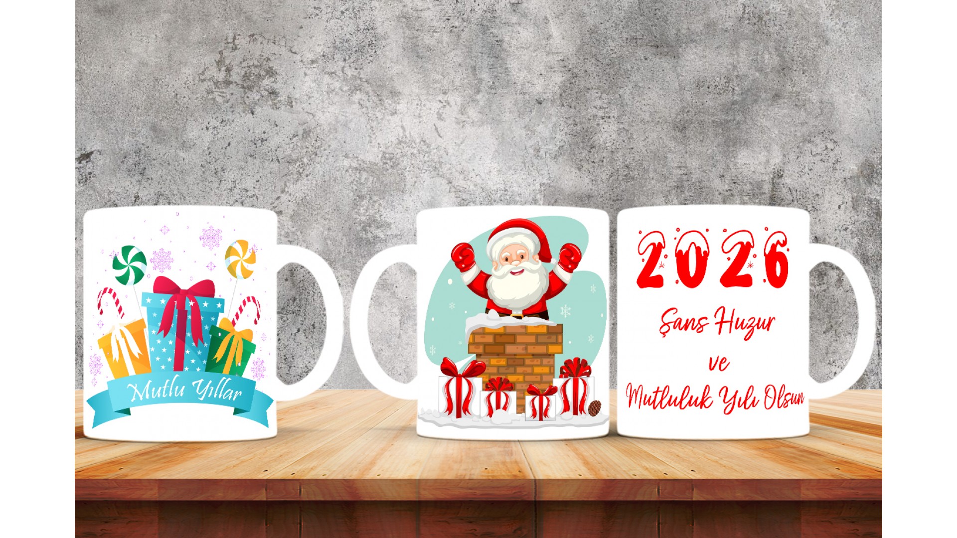 Kişiye Özel  Yılbaşı tasarımlı seramik kupa bardak