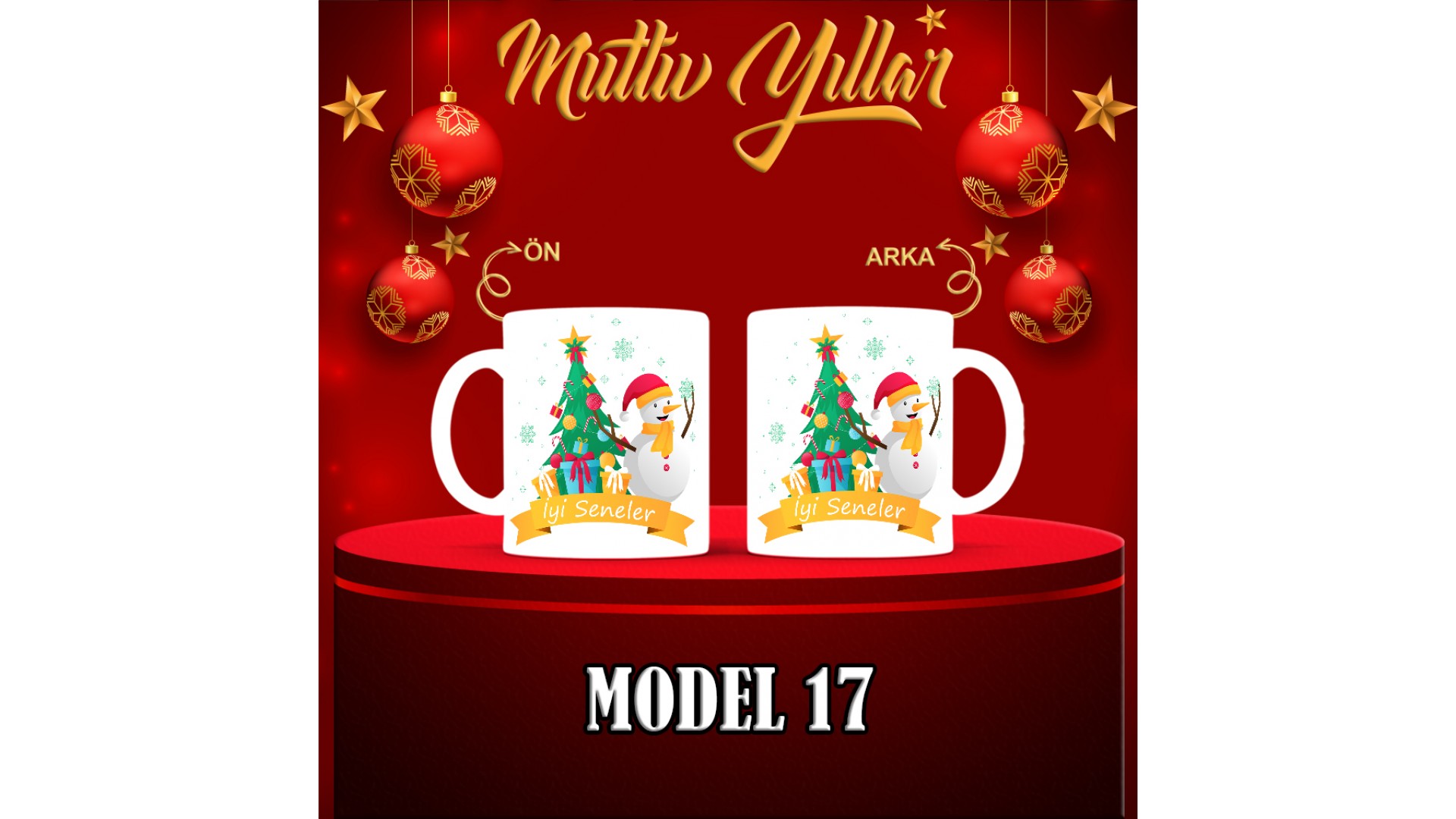 Kişiye Özel  Yılbaşı tasarımlı seramik kupa bardak