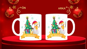 Kişiye Özel  Yılbaşı tasarımlı seramik kupa bardak