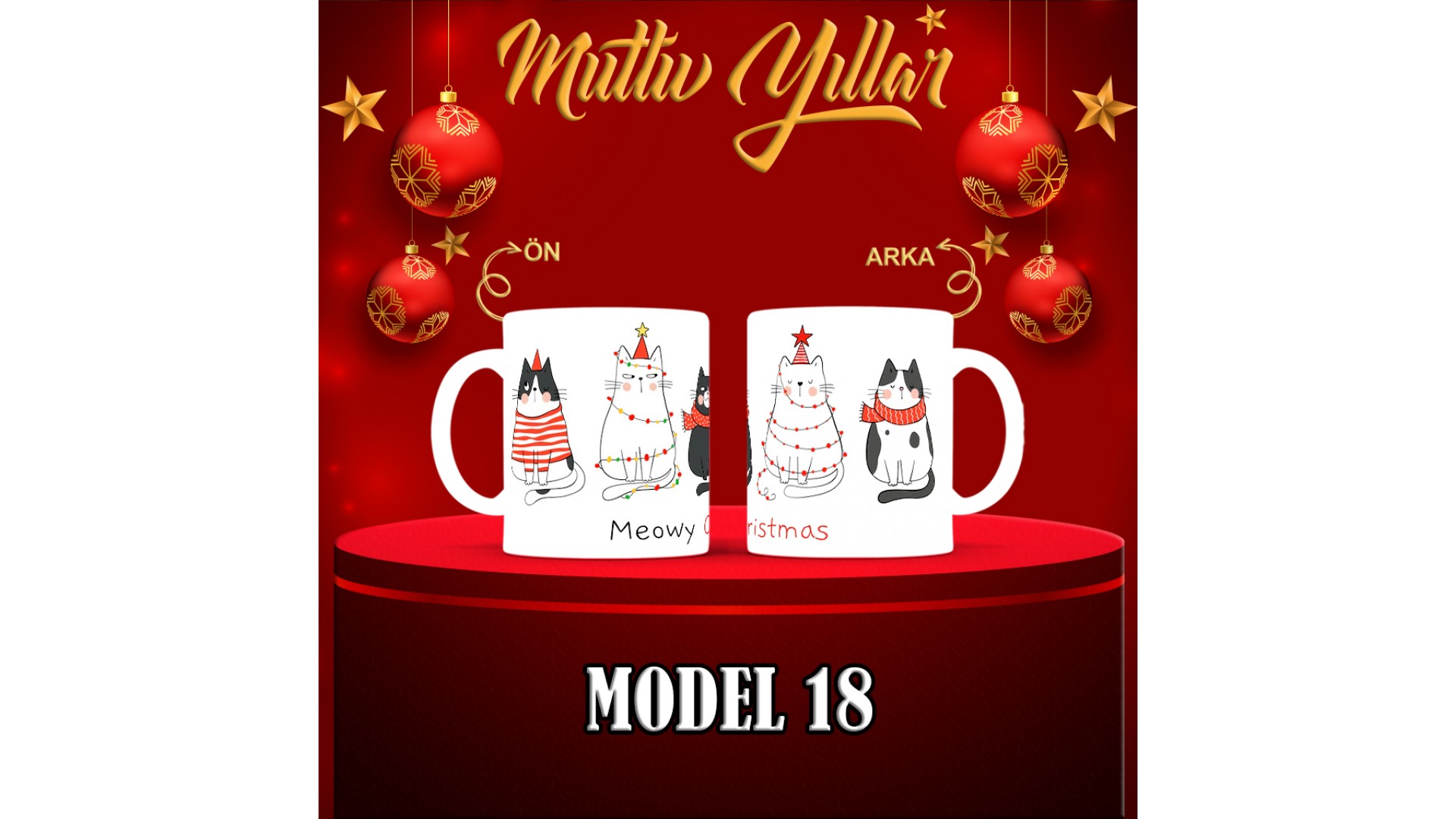 Kişiye Özel  Yılbaşı tasarımlı seramik kupa bardak