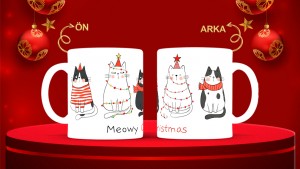 Kişiye Özel  Yılbaşı tasarımlı seramik kupa bardak