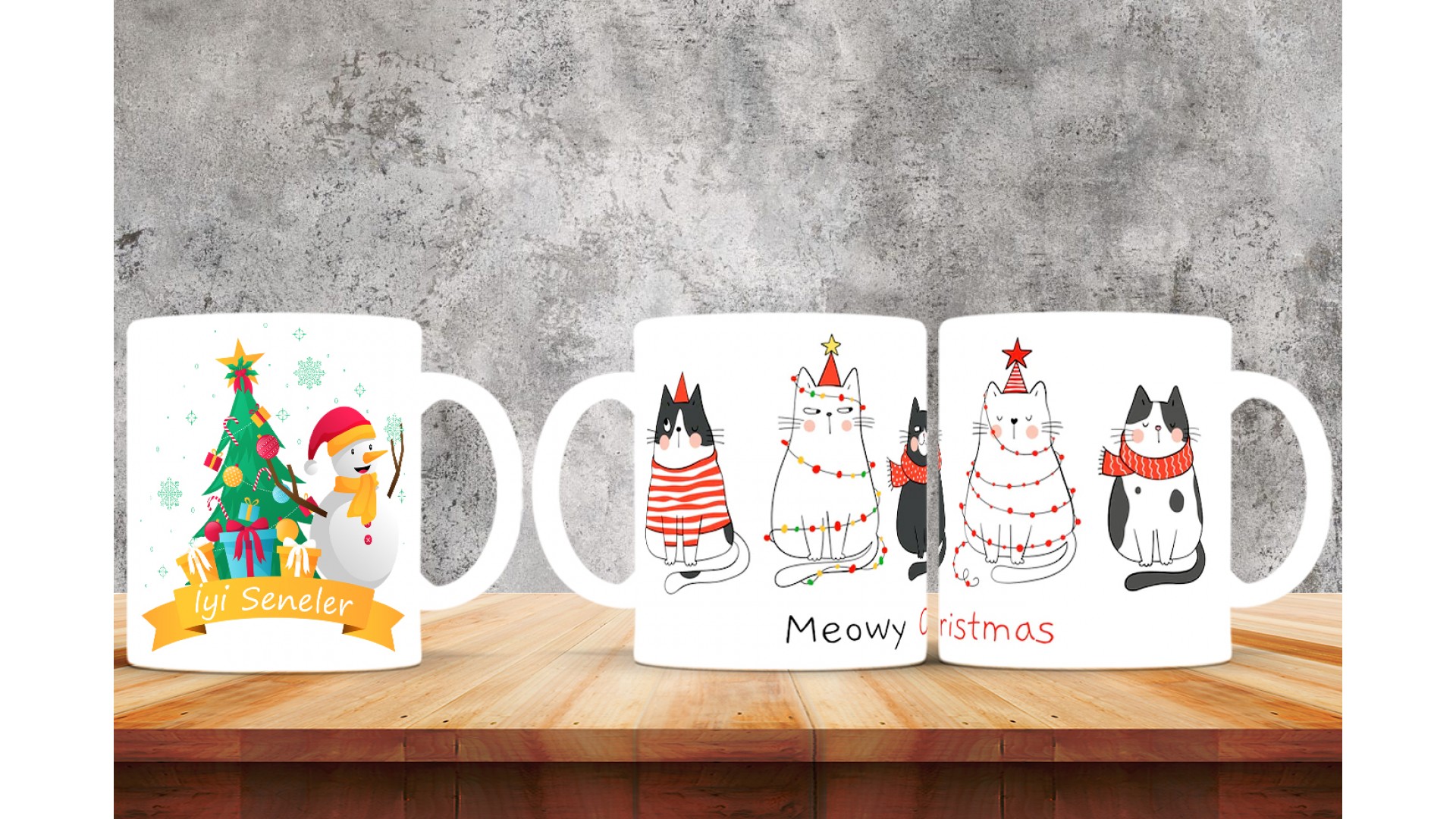 Kişiye Özel  Yılbaşı tasarımlı seramik kupa bardak