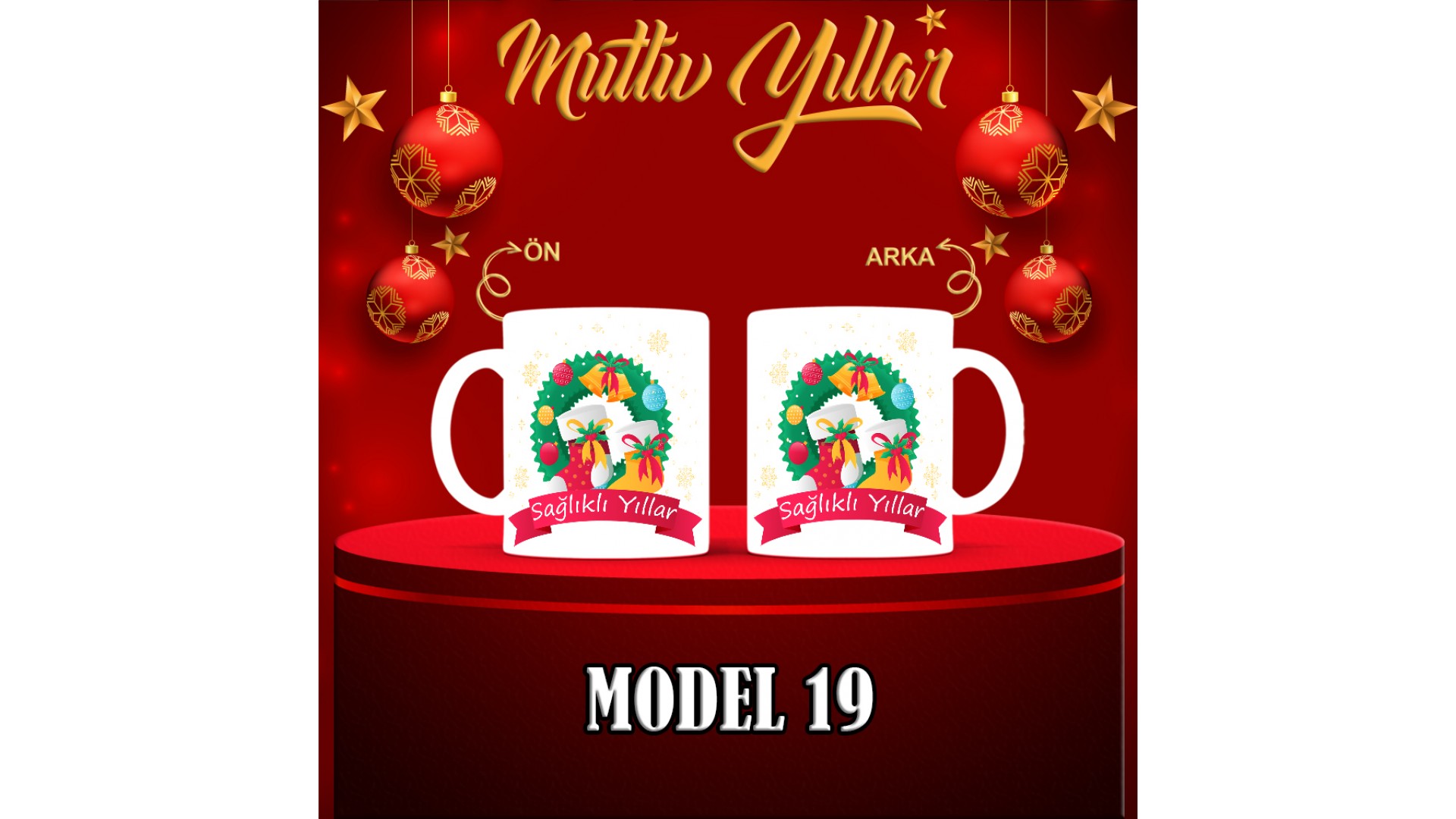 Kişiye Özel  Yılbaşı tasarımlı seramik kupa bardak