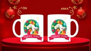 Kişiye Özel  Yılbaşı tasarımlı seramik kupa bardak