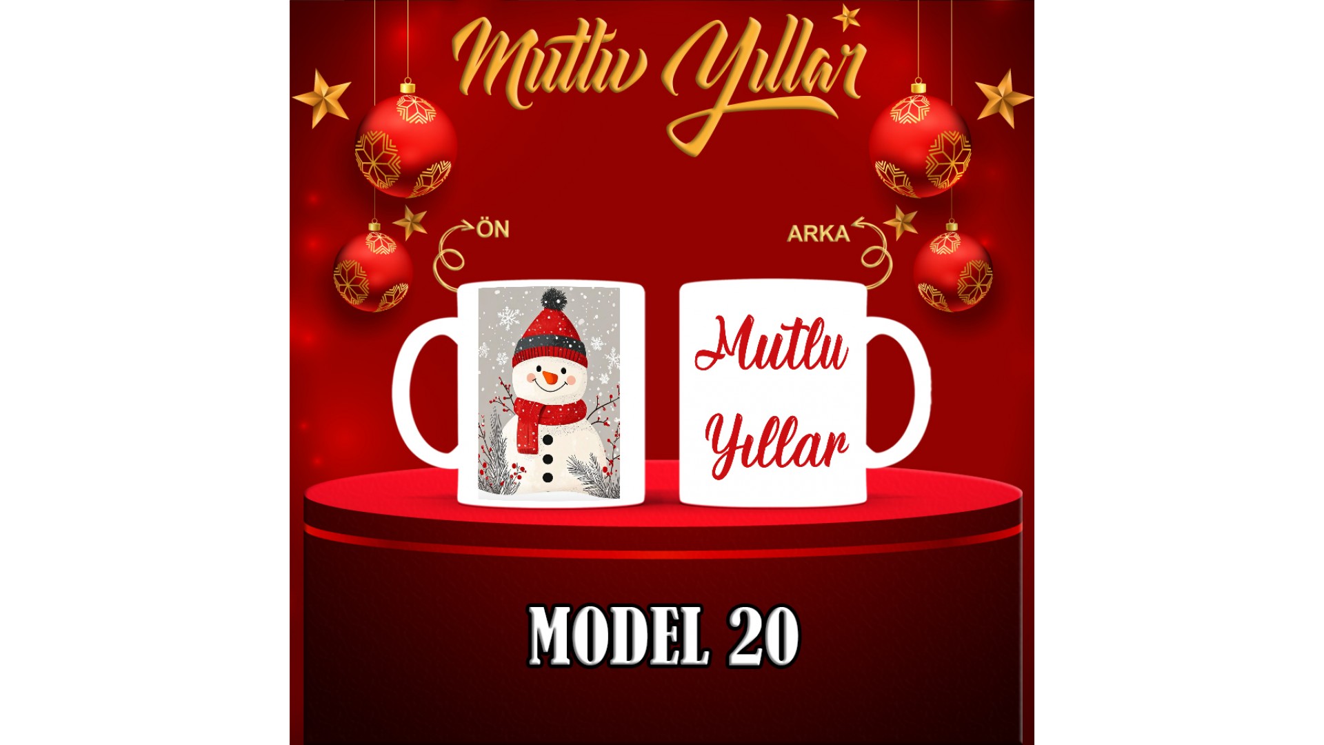 Kişiye Özel  Yılbaşı tasarımlı seramik kupa bardak