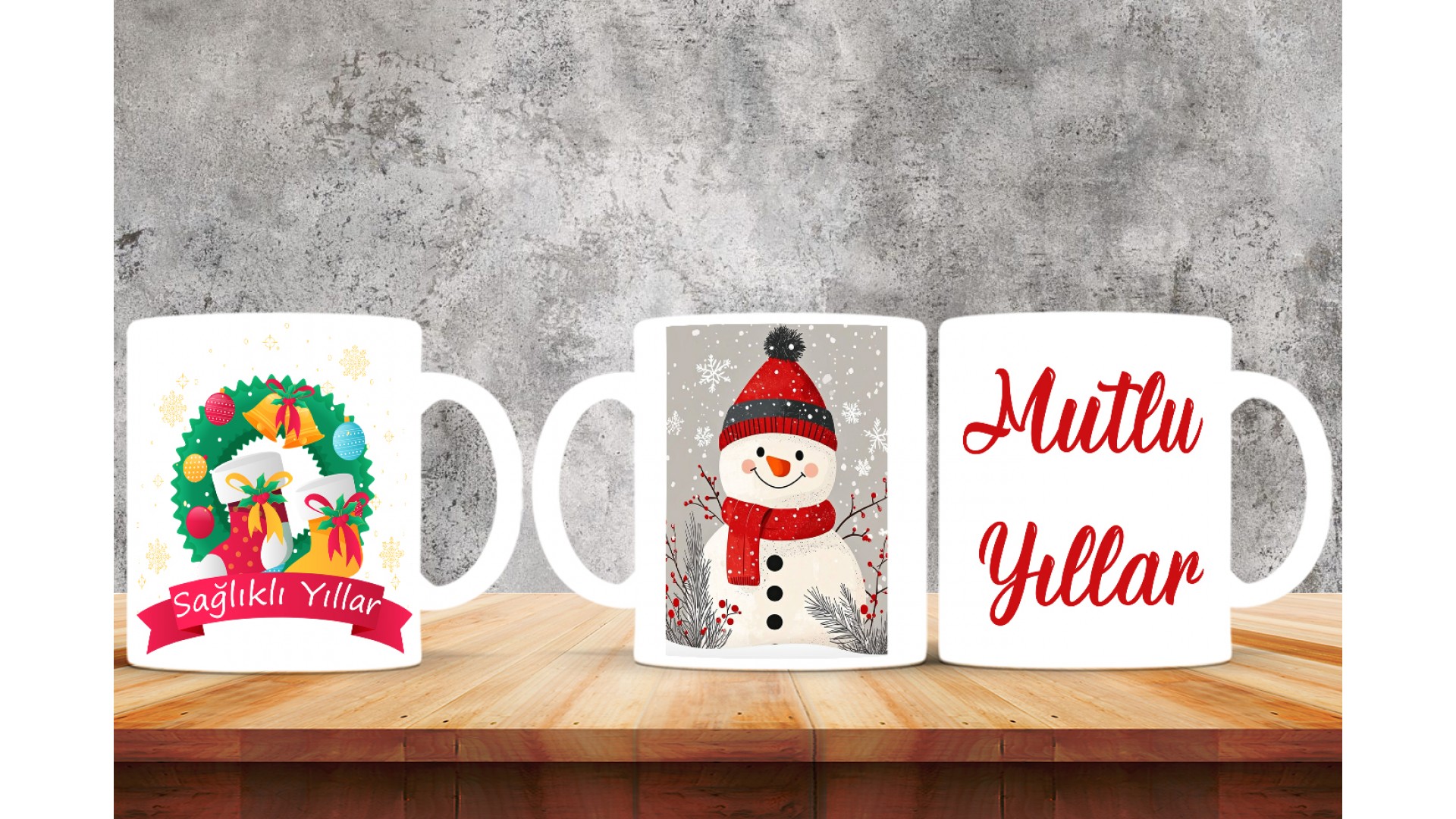 Kişiye Özel  Yılbaşı tasarımlı seramik kupa bardak