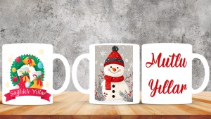 Kişiye Özel  Yılbaşı tasarımlı seramik kupa bardak