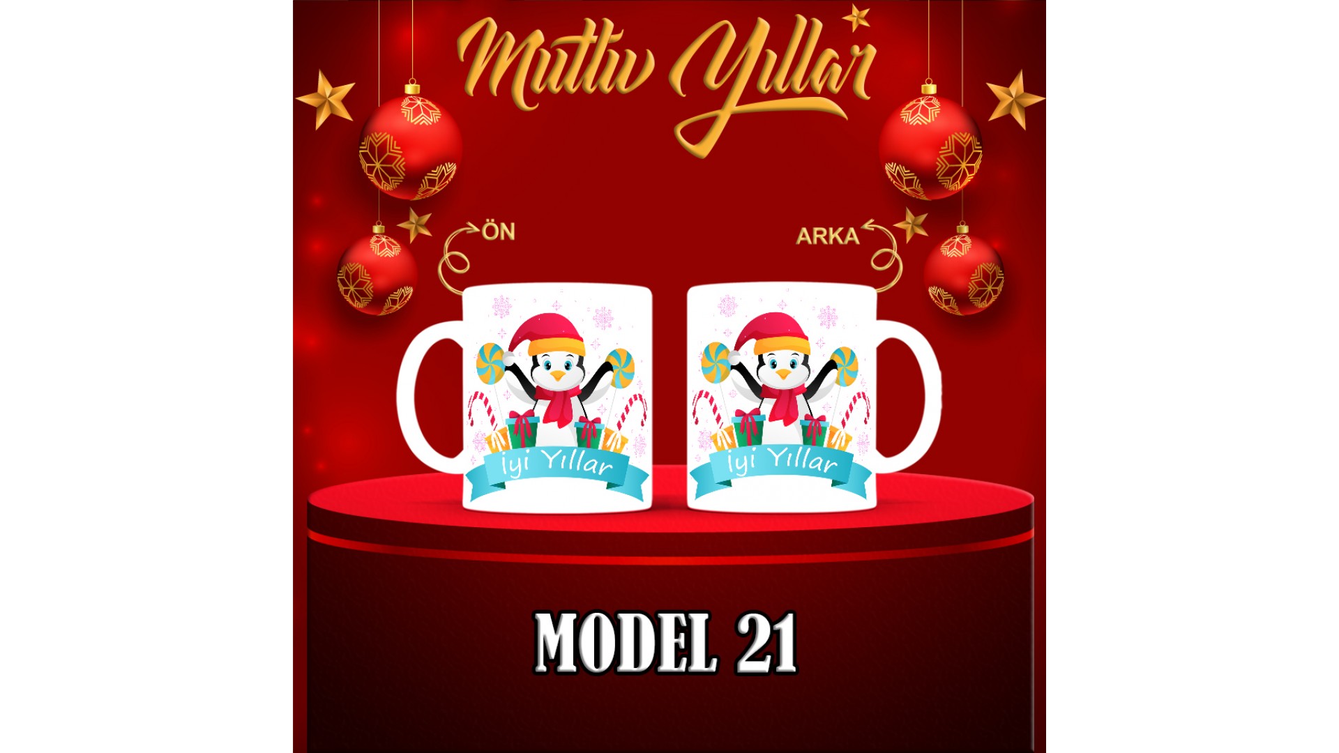 Kişiye Özel  Yılbaşı tasarımlı seramik kupa bardak