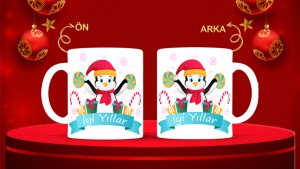 Kişiye Özel  Yılbaşı tasarımlı seramik kupa bardak