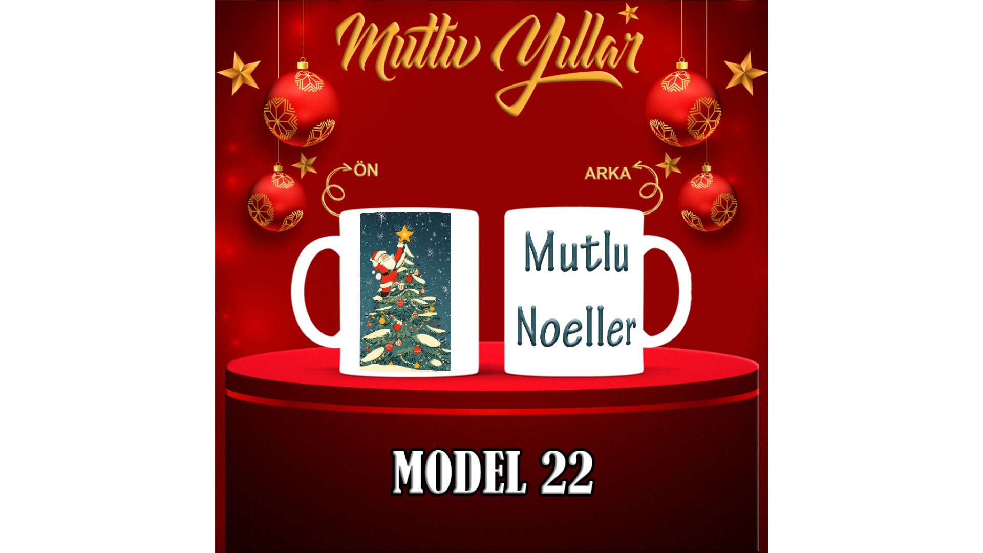 Kişiye Özel  Yılbaşı tasarımlı seramik kupa bardak