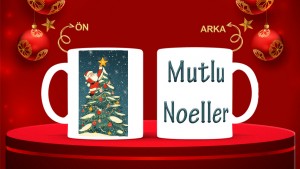 Kişiye Özel  Yılbaşı tasarımlı seramik kupa bardak