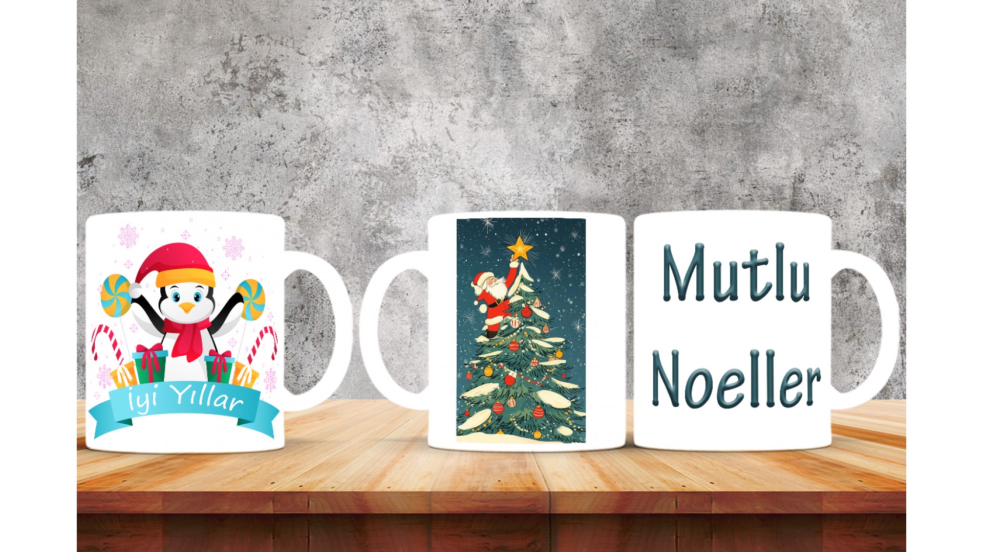 Kişiye Özel  Yılbaşı tasarımlı seramik kupa bardak
