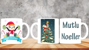 Kişiye Özel  Yılbaşı tasarımlı seramik kupa bardak