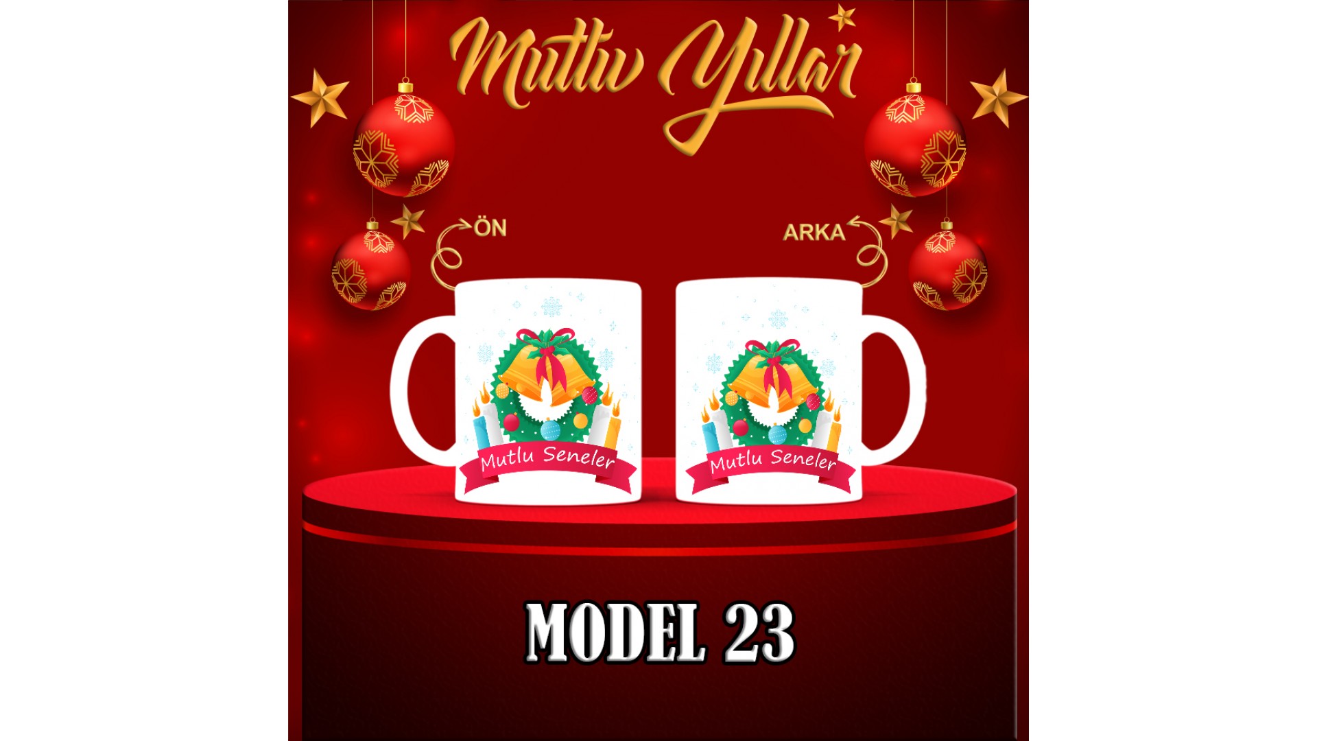 Kişiye Özel  Yılbaşı tasarımlı seramik kupa bardak