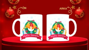 Kişiye Özel  Yılbaşı tasarımlı seramik kupa bardak