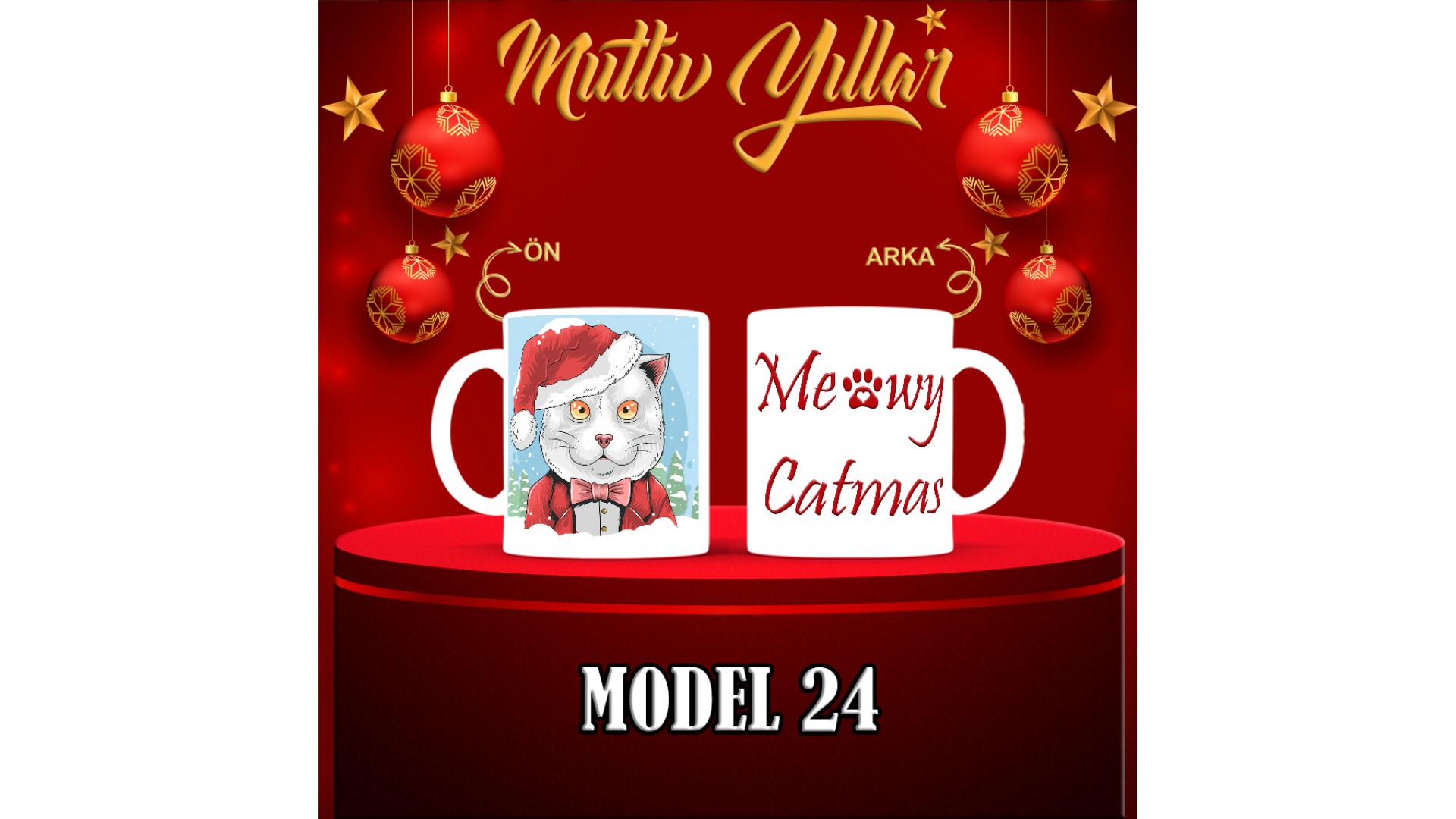 Kişiye Özel  Yılbaşı tasarımlı seramik kupa bardak