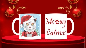 Kişiye Özel  Yılbaşı tasarımlı seramik kupa bardak