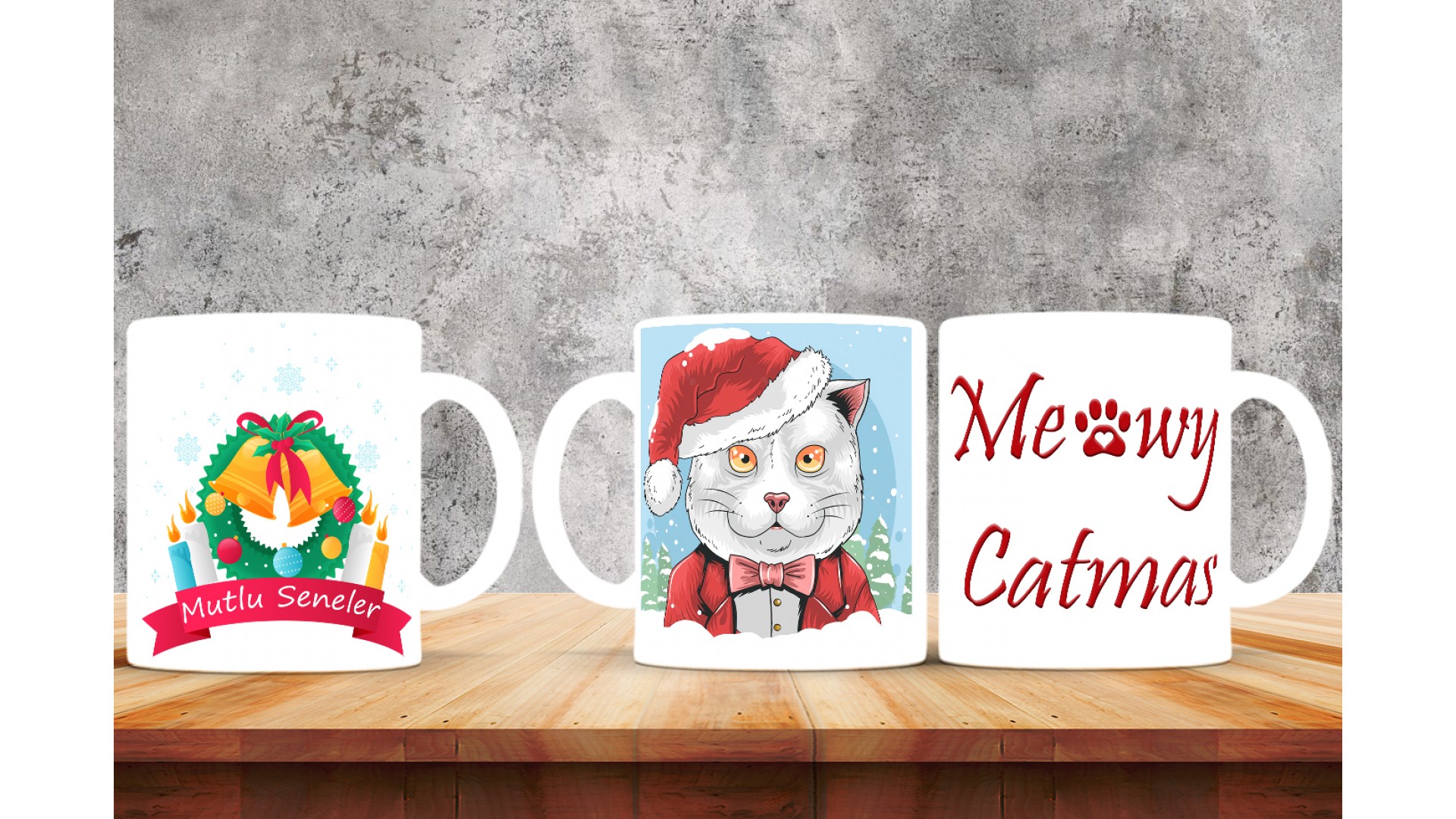 Kişiye Özel  Yılbaşı tasarımlı seramik kupa bardak