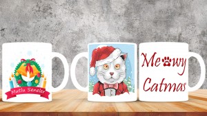 Kişiye Özel  Yılbaşı tasarımlı seramik kupa bardak